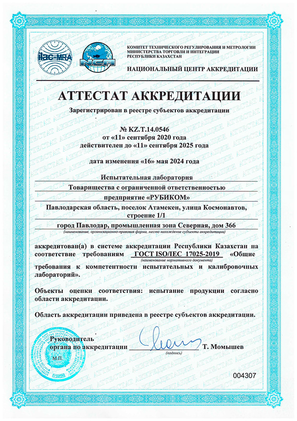 Аттестат аккредитации